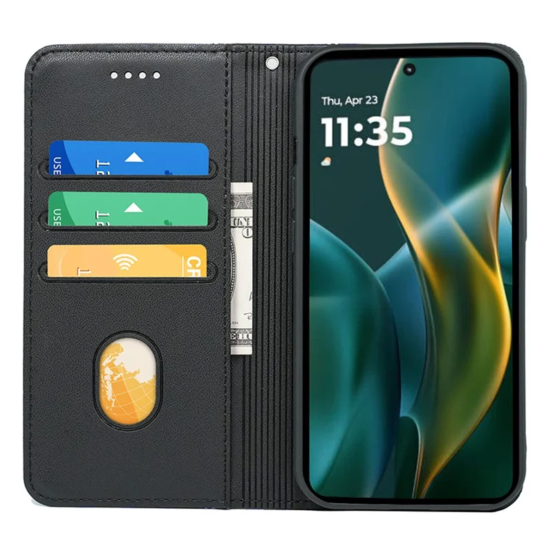 HX01 Obudowa portfelowa z magnesem do Motorola Edge (2025) 5G, pokrowiec z poliuretanowej skóry PU – Czarny