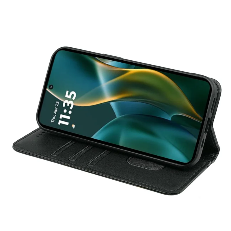 HX01 Obudowa portfelowa z magnesem do Motorola Edge (2025) 5G, pokrowiec z poliuretanowej skóry PU – Czarny