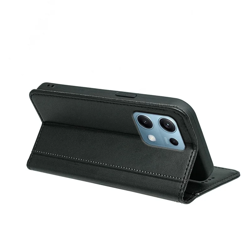 HX01 For Xiaomi Redmi Note 14S 4G Wallet Case Magnetic Closing PU Leather Phone Cover - Black