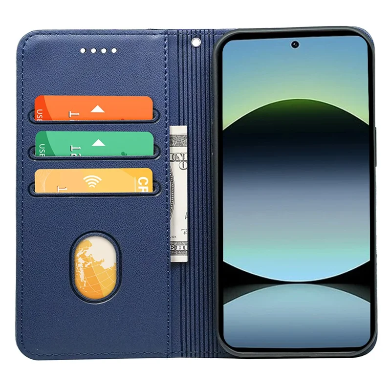 HX01 For Xiaomi Redmi Note 14S 4G Wallet Case Magnetic Closing PU Leather Phone Cover - Blue