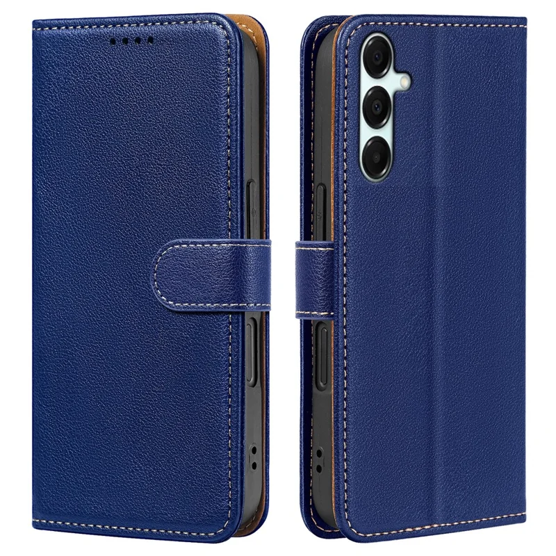 For Samsung Galaxy A36 5G Case RFID Blocking Wallet Litchi Texture Leather Phone Cover Magnetic Clasp - Blue