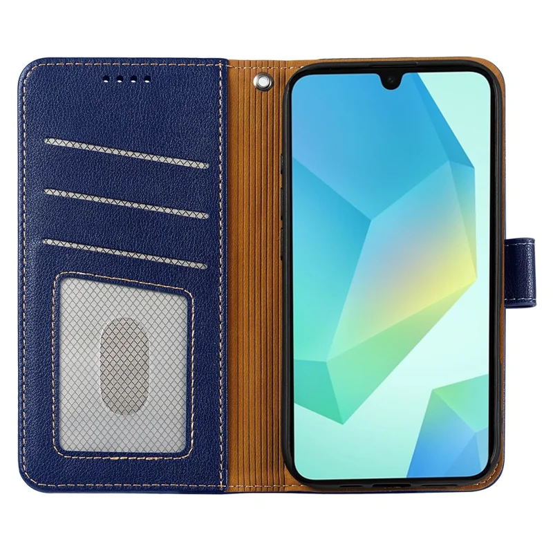 For Samsung Galaxy A36 5G Case RFID Blocking Wallet Litchi Texture Leather Phone Cover Magnetic Clasp - Blue