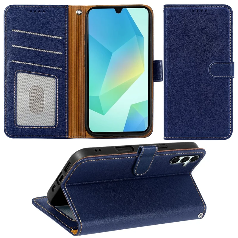 For Samsung Galaxy A36 5G Case RFID Blocking Wallet Litchi Texture Leather Phone Cover Magnetic Clasp - Blue