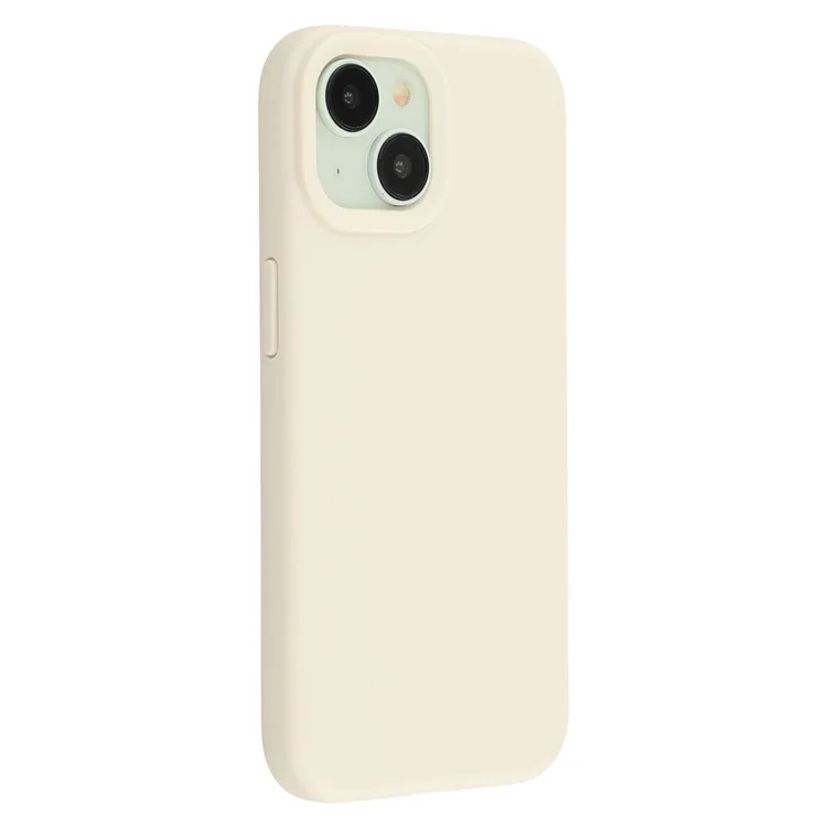For iPhone 13 Case 2.0mm Thick Solid Color Soft TPU Phone Back Cover Large Lens Cutout - Antique White