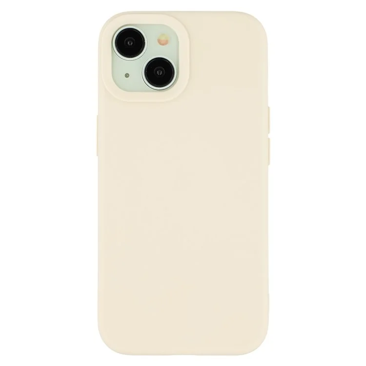For iPhone 13 Case 2.0mm Thick Solid Color Soft TPU Phone Back Cover Large Lens Cutout - Antique White