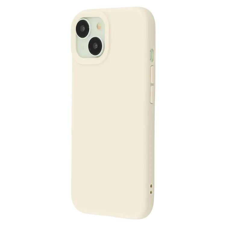 For iPhone 13 Case 2.0mm Thick Solid Color Soft TPU Phone Back Cover Large Lens Cutout - Antique White