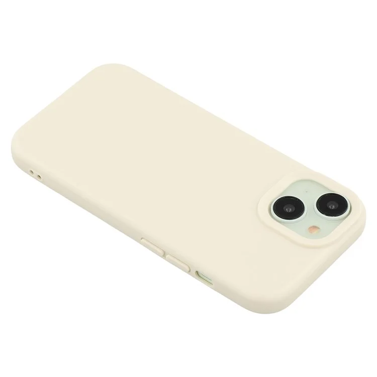 For iPhone 13 Case 2.0mm Thick Solid Color Soft TPU Phone Back Cover Large Lens Cutout - Antique White