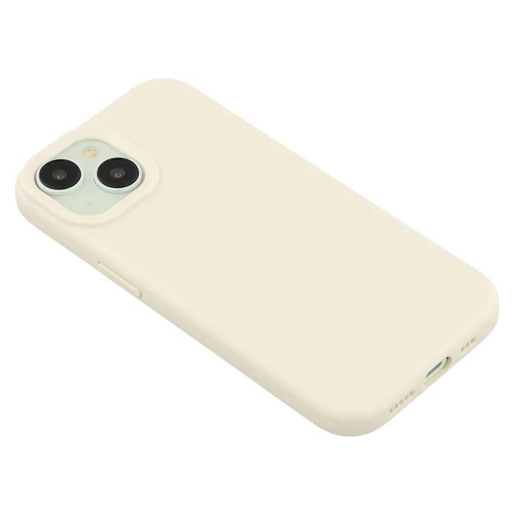 For iPhone 13 Case 2.0mm Thick Solid Color Soft TPU Phone Back Cover Large Lens Cutout - Antique White