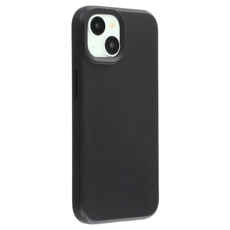 For iPhone 13 Case 2.0mm Thick Solid Color Soft TPU Phone Back Cover Large Lens Cutout - Black