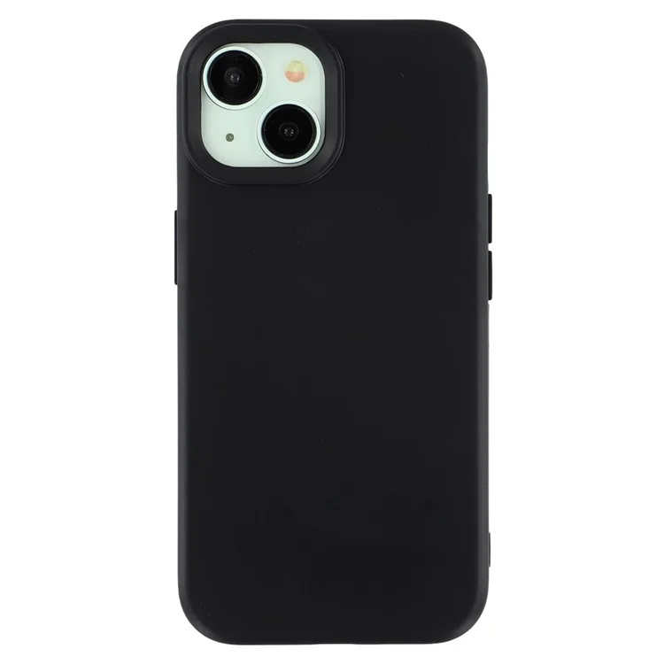 For iPhone 13 Case 2.0mm Thick Solid Color Soft TPU Phone Back Cover Large Lens Cutout - Black