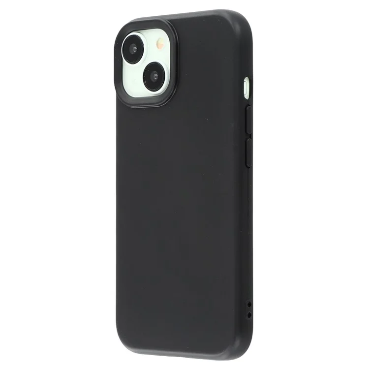 For iPhone 13 Case 2.0mm Thick Solid Color Soft TPU Phone Back Cover Large Lens Cutout - Black