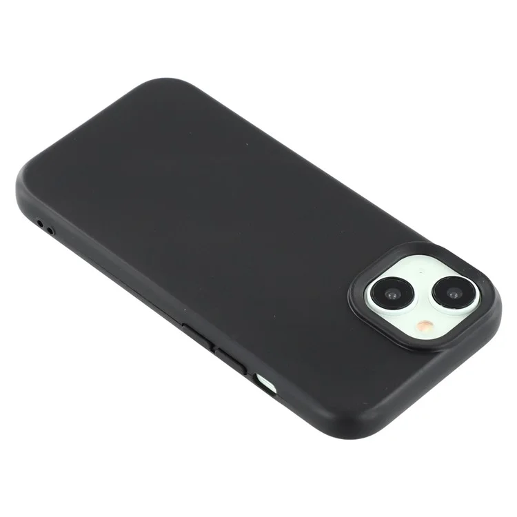 For iPhone 13 Case 2.0mm Thick Solid Color Soft TPU Phone Back Cover Large Lens Cutout - Black