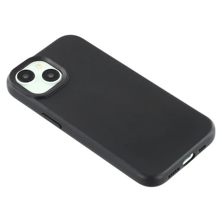 For iPhone 13 Case 2.0mm Thick Solid Color Soft TPU Phone Back Cover Large Lens Cutout - Black