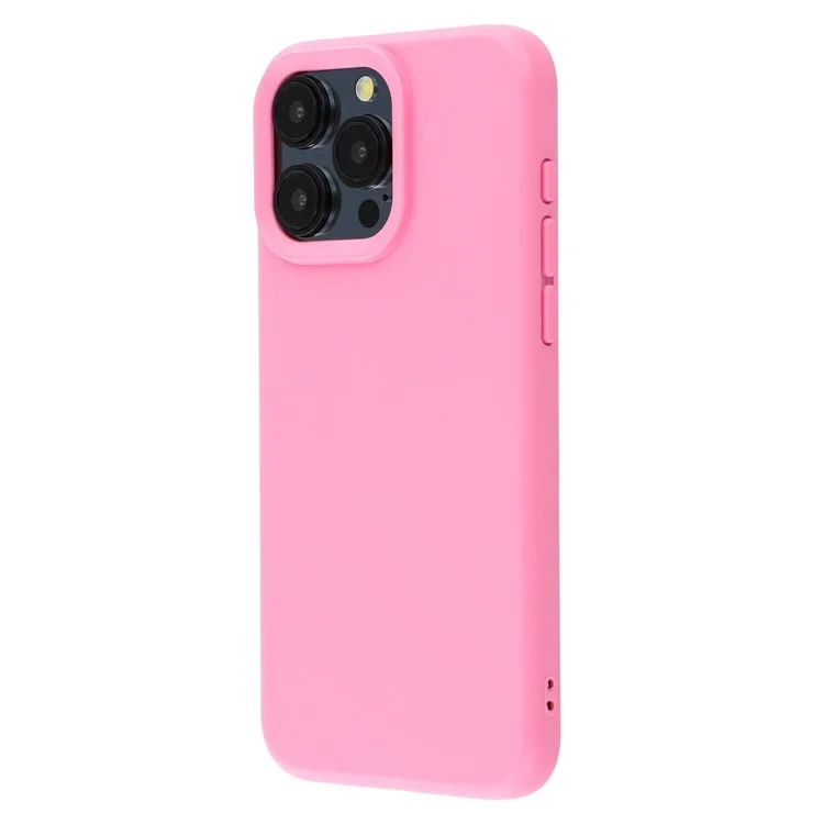 For iPhone 15 Pro Case 2.0mm Thick Solid Color Soft TPU Phone Back Cover Large Lens Cutout - Rose