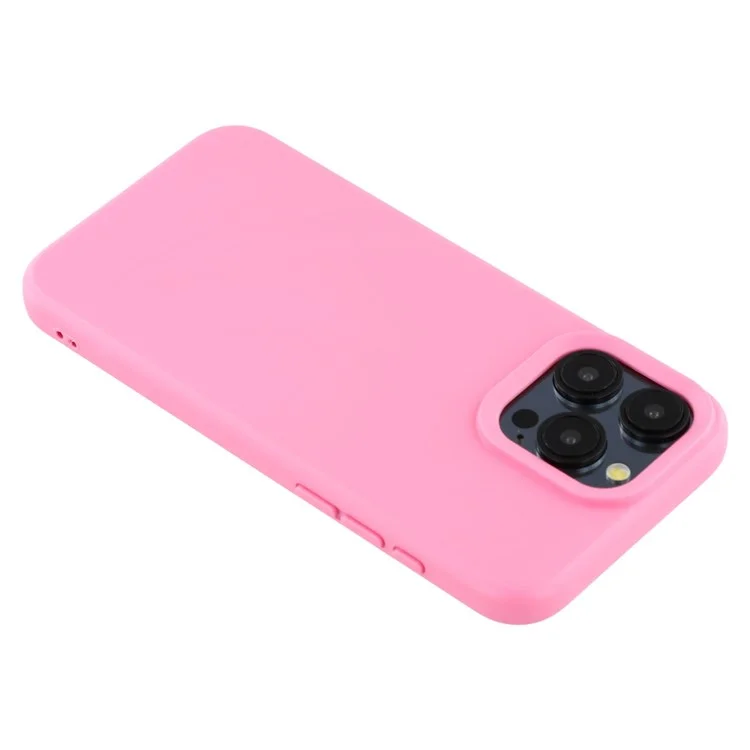 For iPhone 15 Pro Case 2.0mm Thick Solid Color Soft TPU Phone Back Cover Large Lens Cutout - Rose