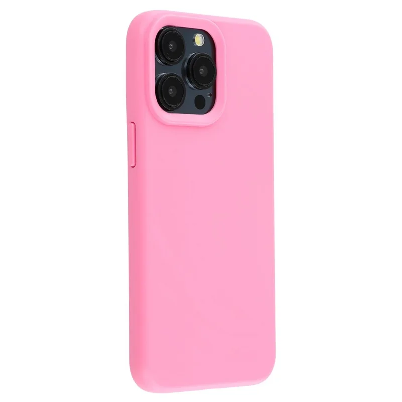 For iPhone 15 Pro Max Case 2.0mm Thick Solid Color Soft TPU Phone Back Cover Large Lens Cutout - Rose