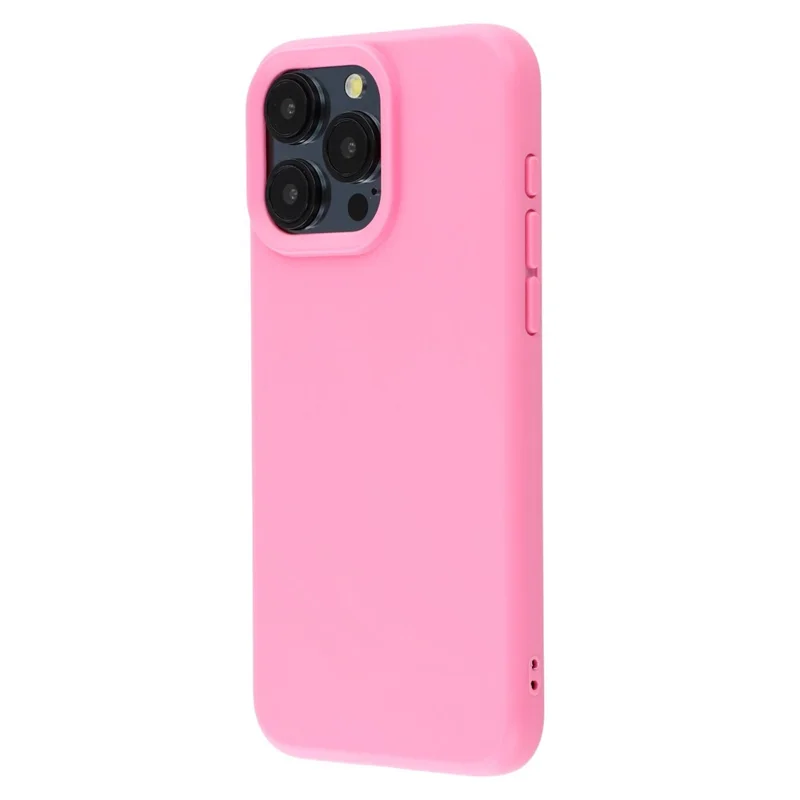 For iPhone 15 Pro Max Case 2.0mm Thick Solid Color Soft TPU Phone Back Cover Large Lens Cutout - Rose