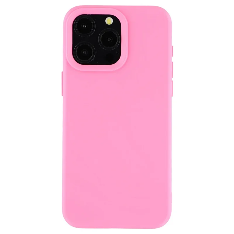 For iPhone 15 Pro Max Case 2.0mm Thick Solid Color Soft TPU Phone Back Cover Large Lens Cutout - Rose