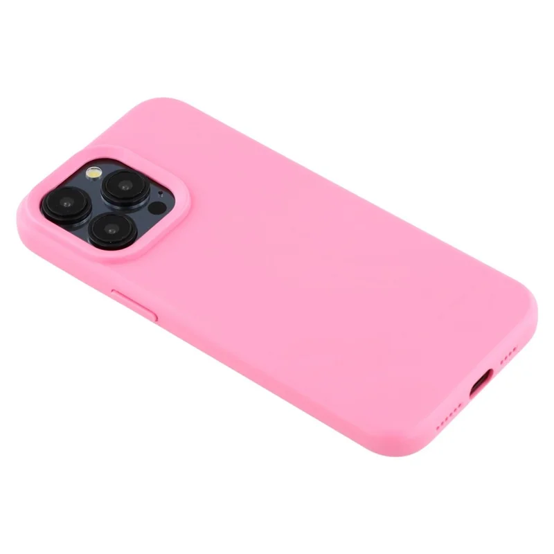 For iPhone 15 Pro Max Case 2.0mm Thick Solid Color Soft TPU Phone Back Cover Large Lens Cutout - Rose