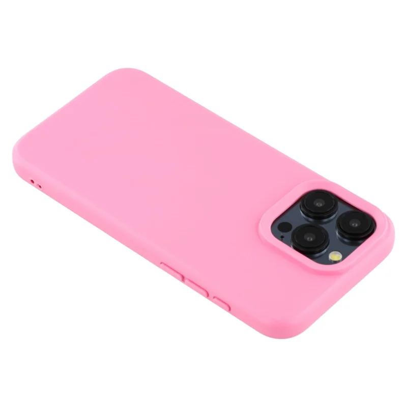 For iPhone 15 Pro Max Case 2.0mm Thick Solid Color Soft TPU Phone Back Cover Large Lens Cutout - Rose