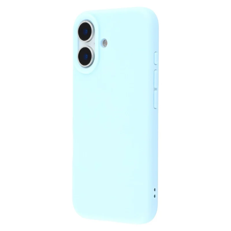 For iPhone 16 Case 2.0mm Thick Solid Color Soft TPU Phone Back Cover Large Lens Cutout - Sky Blue