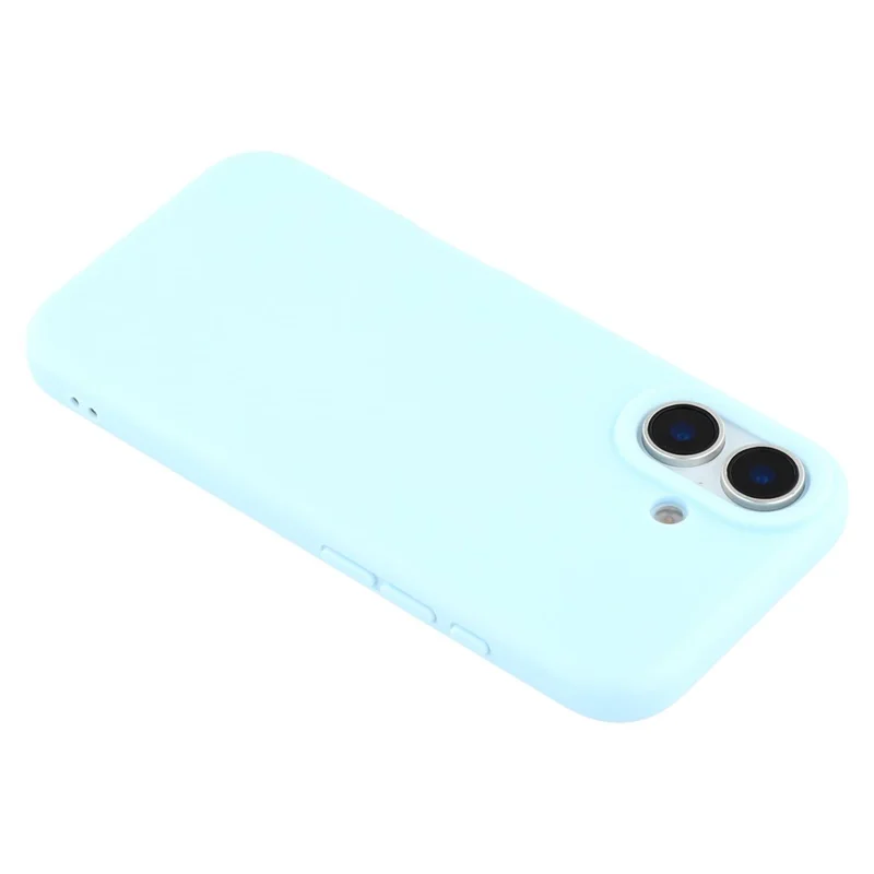 For iPhone 16 Case 2.0mm Thick Solid Color Soft TPU Phone Back Cover Large Lens Cutout - Sky Blue