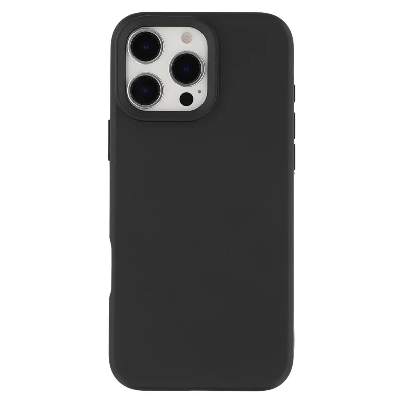 For iPhone 16 Pro Case 2.0mm Thick Solid Color Soft TPU Phone Back Cover Large Lens Cutout - Black