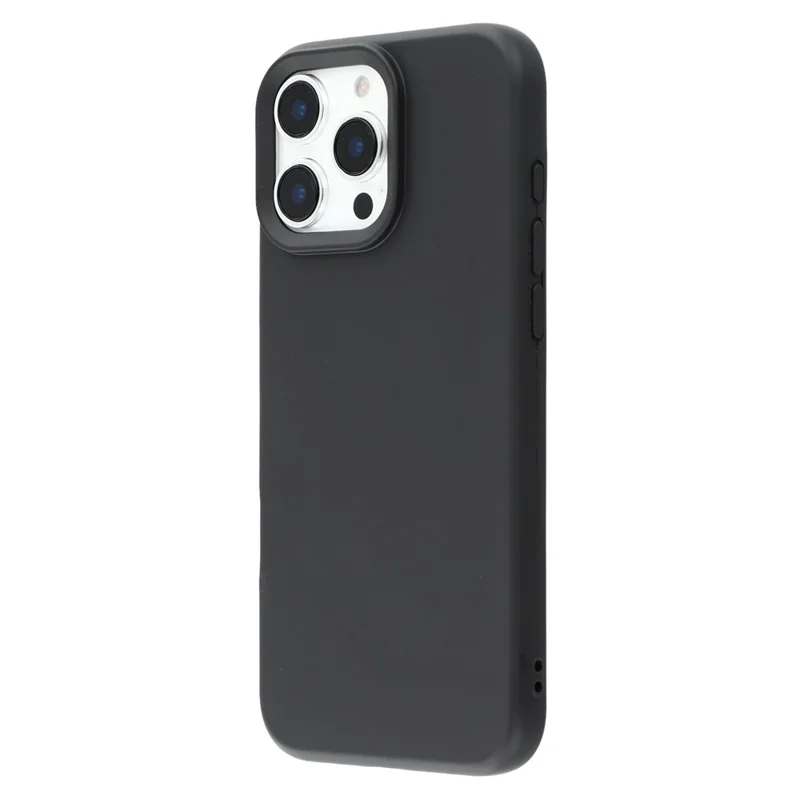For iPhone 16 Pro Case 2.0mm Thick Solid Color Soft TPU Phone Back Cover Large Lens Cutout - Black