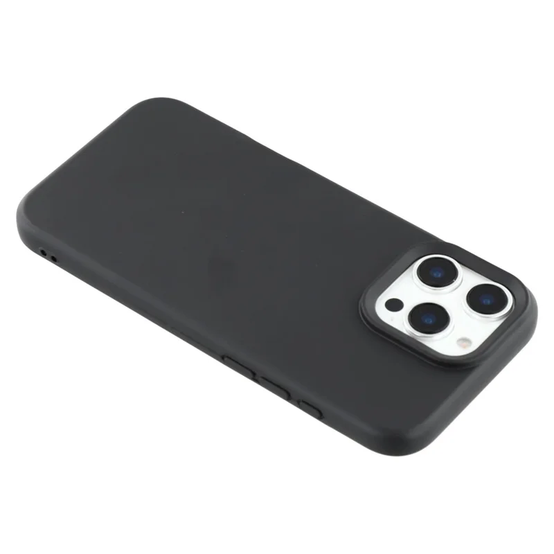 For iPhone 16 Pro Case 2.0mm Thick Solid Color Soft TPU Phone Back Cover Large Lens Cutout - Black