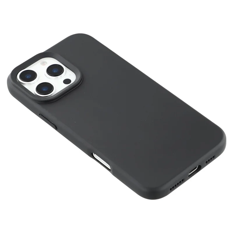 For iPhone 16 Pro Case 2.0mm Thick Solid Color Soft TPU Phone Back Cover Large Lens Cutout - Black