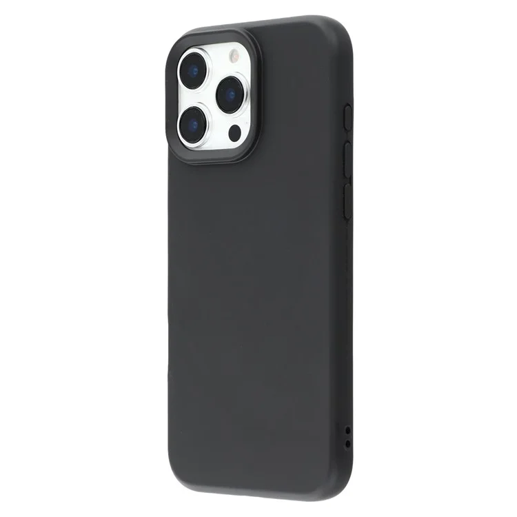 For iPhone 16 Pro Max Case 2.0mm Thick Solid Color Soft TPU Phone Back Cover Large Lens Cutout - Black