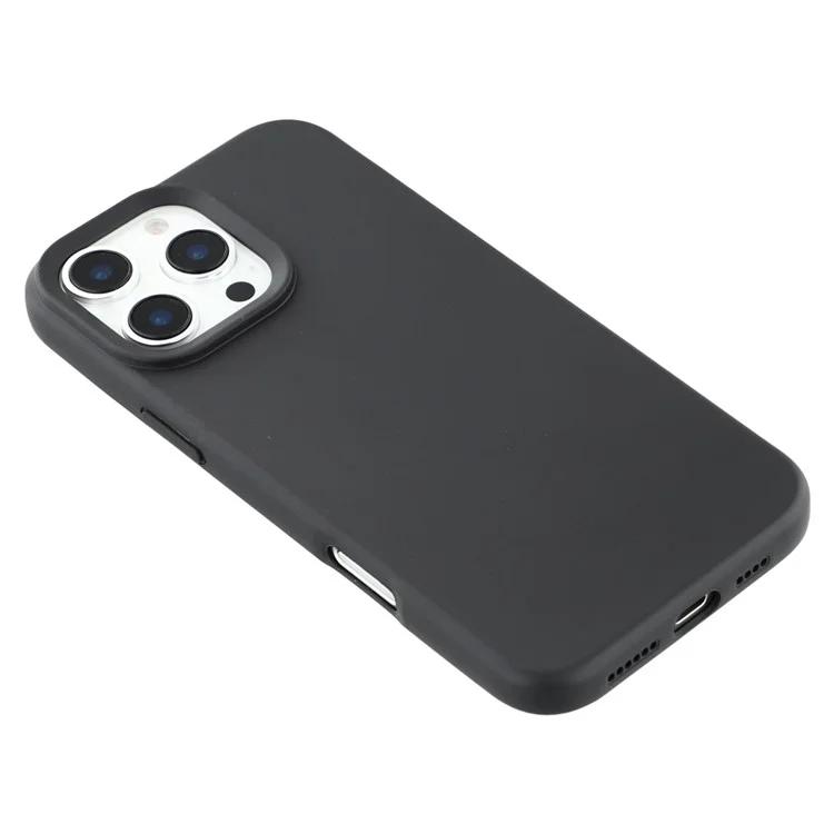 For iPhone 16 Pro Max Case 2.0mm Thick Solid Color Soft TPU Phone Back Cover Large Lens Cutout - Black