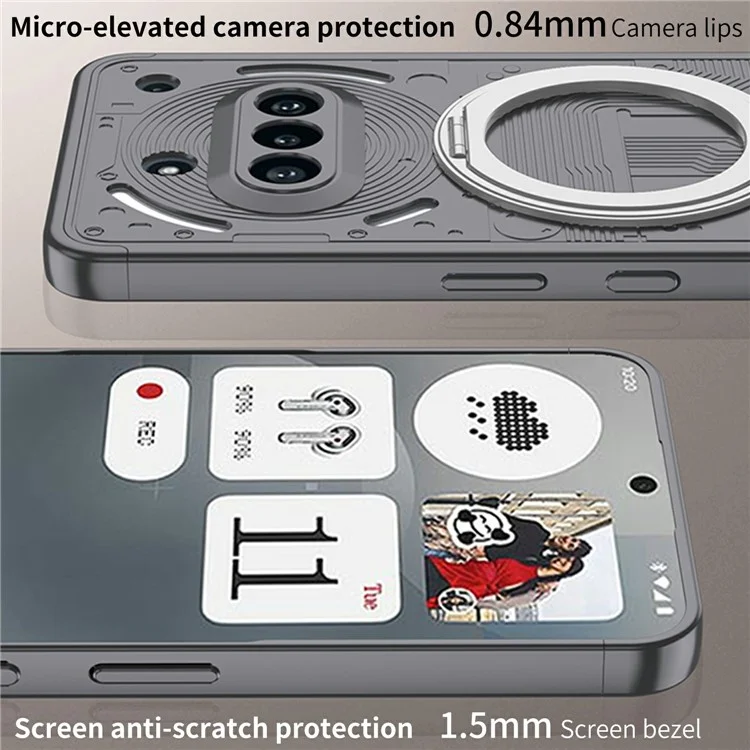 For Nothing Phone (3a) Case Magnetic Kickstand Hard PC Shockproof Phone Cover - Black