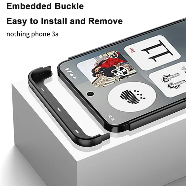 For Nothing Phone (3a) Case Magnetic Kickstand Hard PC Shockproof Phone Cover - Black