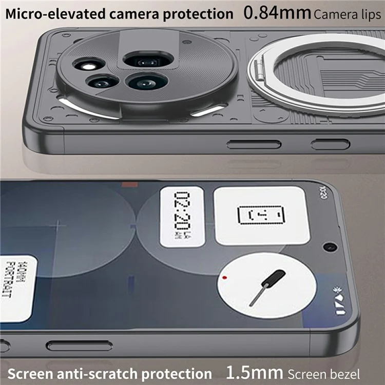 For Nothing Phone (3a) Pro Case Magnetic Kickstand Hard PC Shockproof Phone Cover - Black
