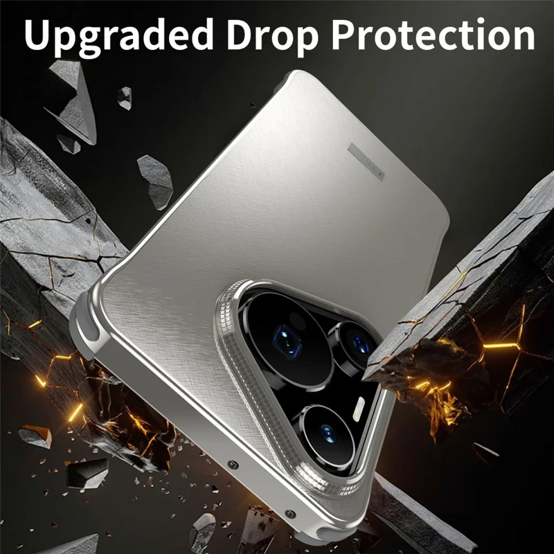 For Huawei P70 Pro / Pura 70 Pro+ Case PC + Silicone + Alloy Matte Phone Cover - Titanium