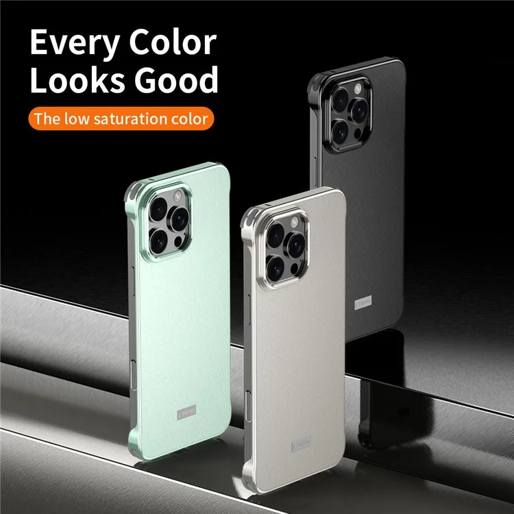For iPhone 15 Pro Max Case PC + Silicone + Alloy Matte Phone Cover - Titanium