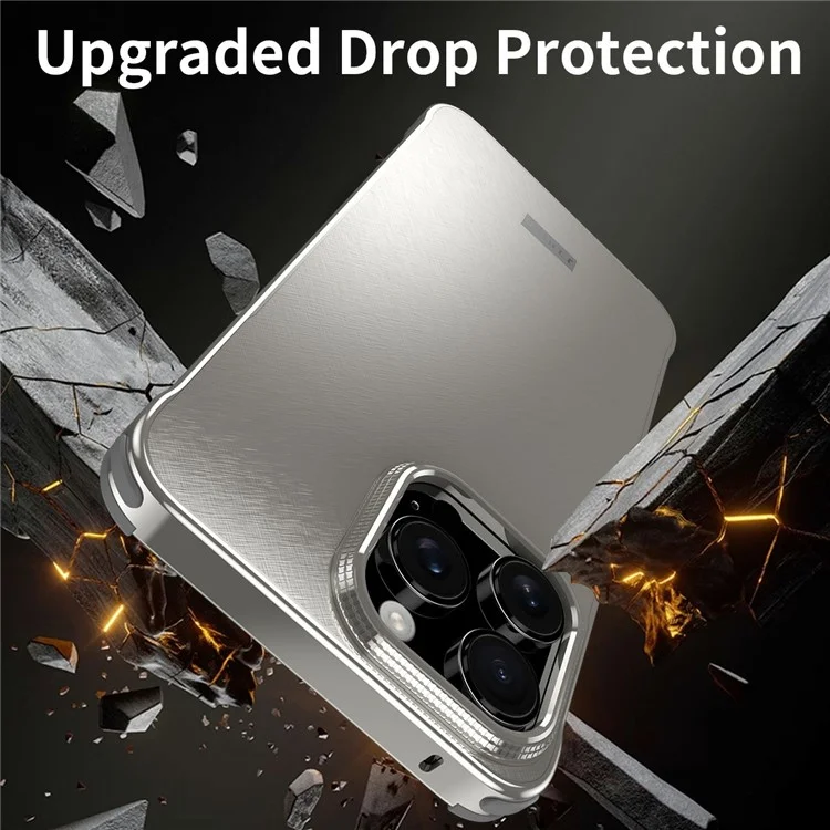 For iPhone 16 Pro Case PC + Silicone + Alloy Matte Phone Cover - Titanium
