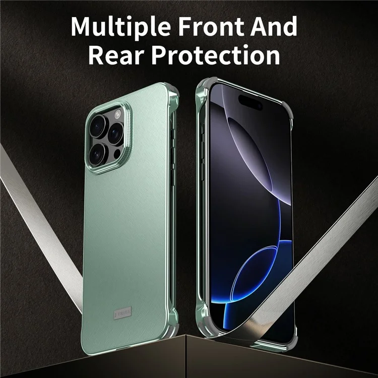 For iPhone 16 Pro Case PC + Silicone + Alloy Matte Phone Cover - Titanium