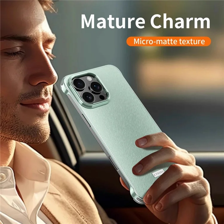 For iPhone 16 Case PC + Silicone + Alloy Matte Phone Cover - Titanium