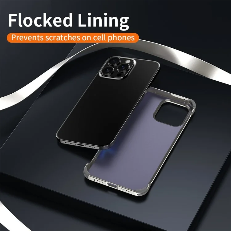 For iPhone 16 Pro Max Case PC + Silicone + Alloy Matte Phone Cover - Titanium