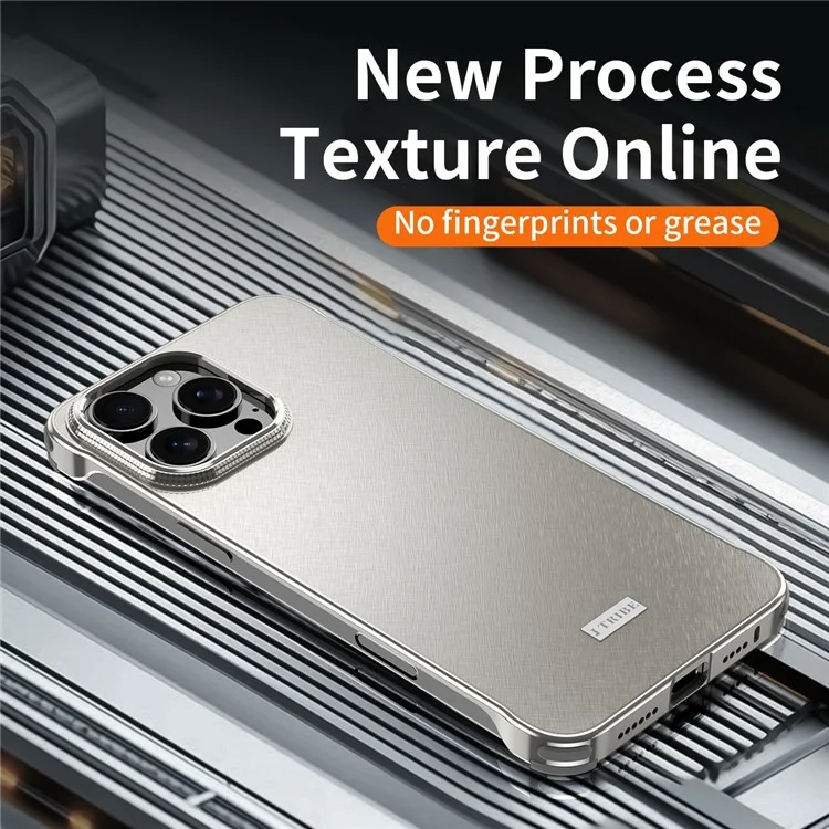 For iPhone 16 Pro Max Case PC + Silicone + Alloy Matte Phone Cover - Titanium