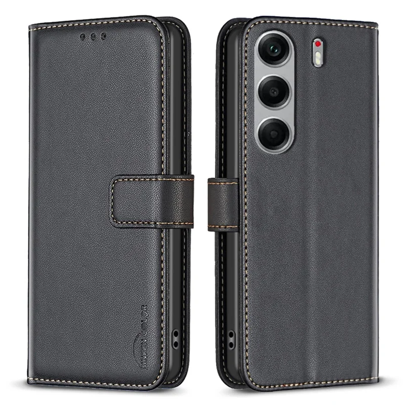 BINFEN COLOR BF17 For TECNO Camon 40 Pro 5G Case Wallet Folio Flip Leather Cover - Black