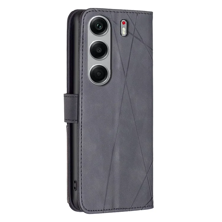 BINFEN COLOR For TECNO Camon 40 Pro 5G Phone Cases Wallet Stand Geometry Imprinted Leather Cover - Black