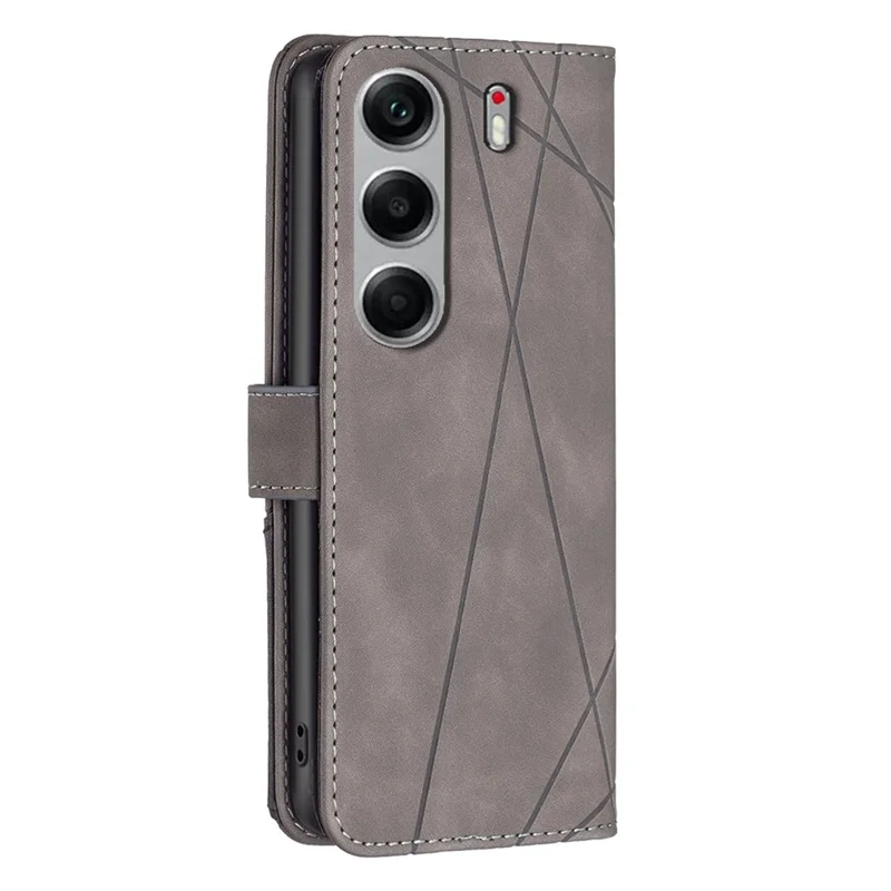BINFEN COLOR For TECNO Camon 40 Pro 5G Phone Cases Wallet Stand Geometry Imprint Leather Cover - Grey