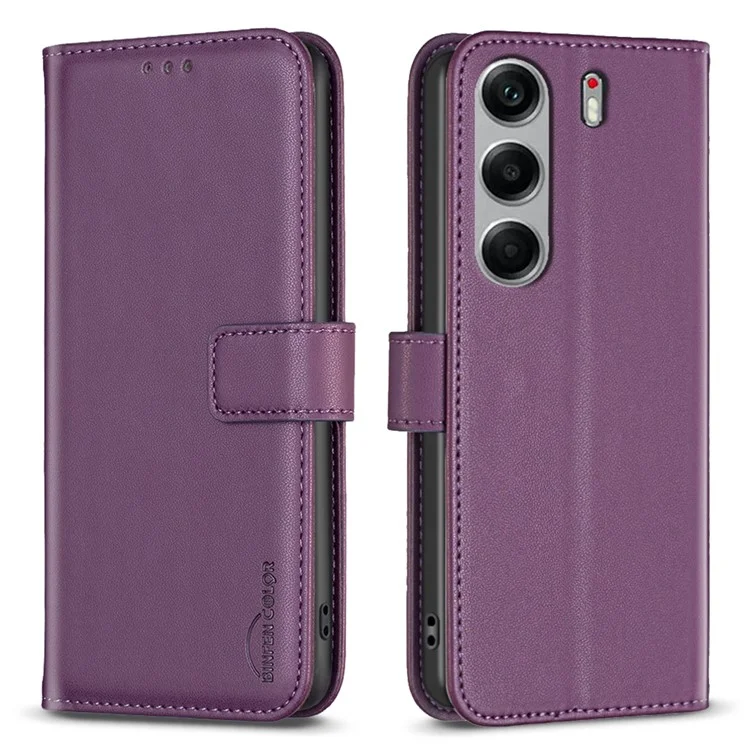 BINFEN COLOR BF17 For TECNO Camon 40 4G Case Wallet Folio Flip Leather Cover - Dark Purple