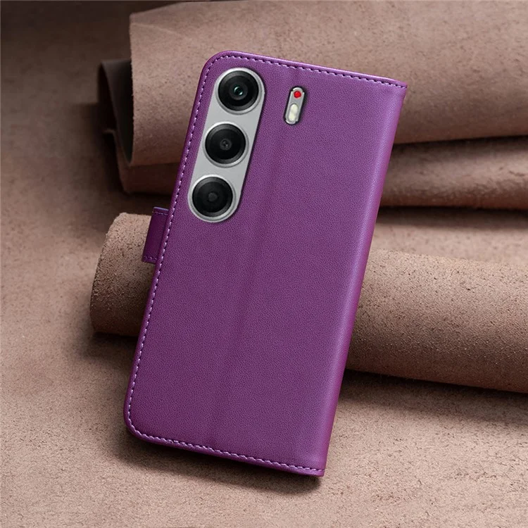 BINFEN COLOR BF17 For TECNO Camon 40 4G Case Wallet Folio Flip Leather Cover - Dark Purple