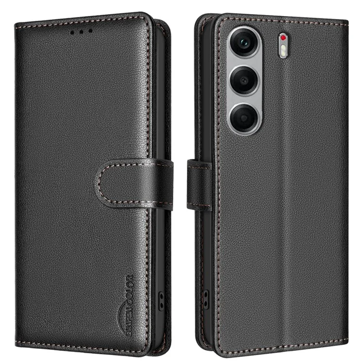 BINFEN COLOR BF32 For TECNO Camon 40 4G Leather Case Wallet RFID Blocking Phone Cover - Black