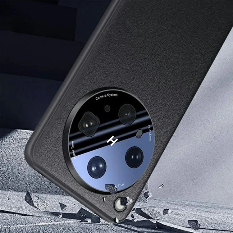 Funda para Oppo Find X8 Ultra 5G de Cuero + Silicona con Protección de Airbag para Lente, Cobertura Total - Negro