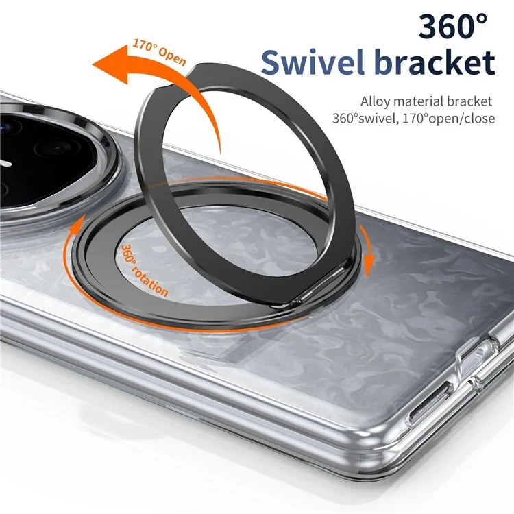 For Huawei Mate X6 Case Magnetic Kickstand Clear PC Phone Cover with HD Screen Film - Black